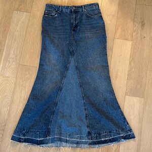 Zara Dark Blue Flare Maxi Skirt